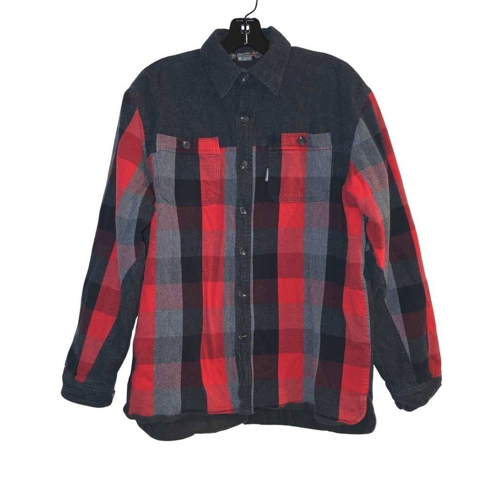 Avalanche Fleece-Lined Buffalo Plaid Long Sleeve Button-Down Shirt Men's M